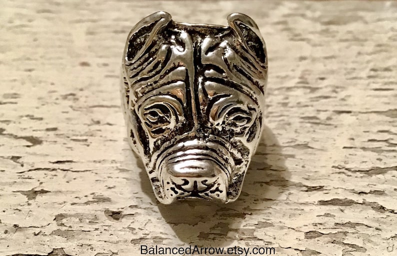 Mens Statement Ring Biker Ring Unique Mens Ring Ring Large Ring. Mens Gifts Bulldog Mens Ring