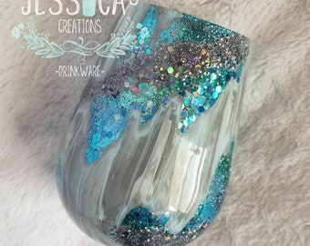 Aquamarine March Birthstone Geode Tumbler