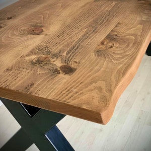 Firsby XF Chunky Steel Dining Table Natural Live Edge Rustic Steel X Frame Legs Handmade Characteristic of the Countryside. image 7