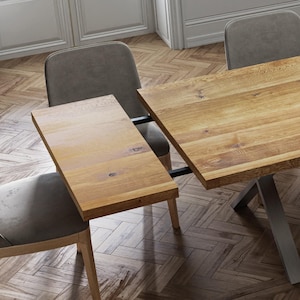Solid Oak Extendable Kitchen Dining Table With X FRAME LEGS ...