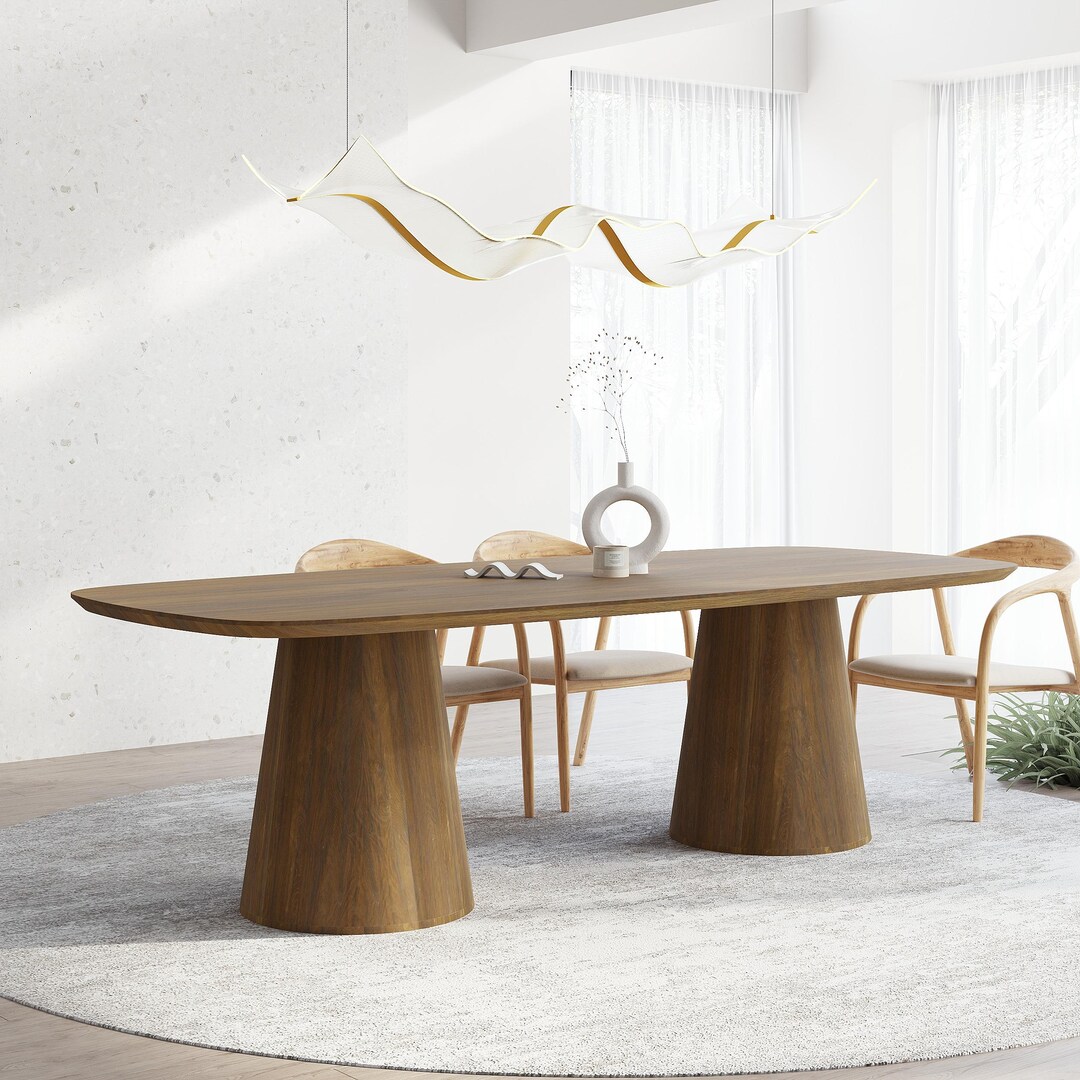 Solid Oak Dining Table With Wooden Base 045 - Etsy UK