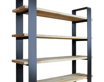 Industrial Shelving Unit, Reclaimed Solid Wood and Metal Frame, Bespoke Industrial Office Furniture Handmade