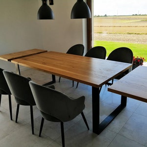 Solid Oak Extendable Kitchen Dining Table With SQUARE LEGS - Industrial ...