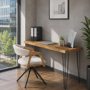 Brigg Small Desk Console Table Hairpin Legs Rustic Hallway Table 34cm Width