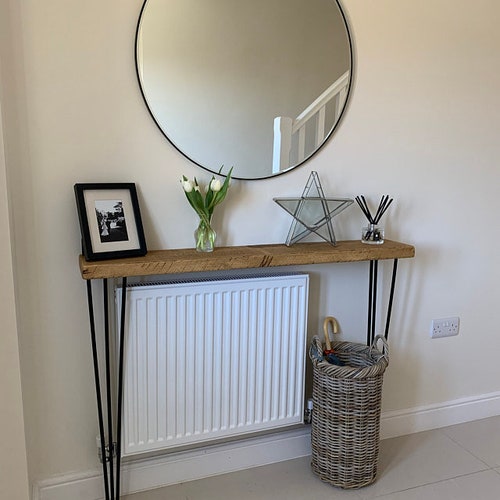 Rustic Console Table with Steel Hairpin Legs