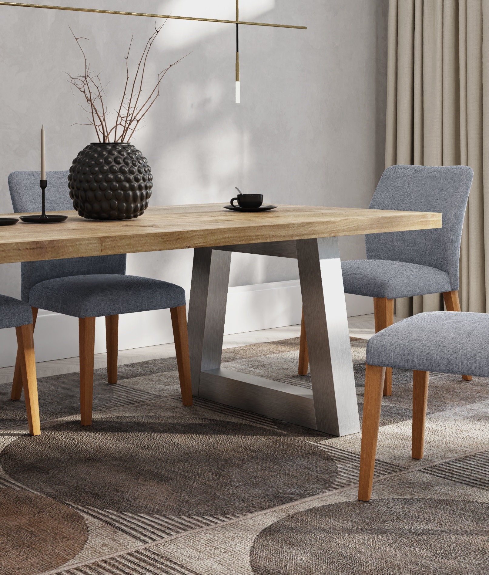 Solid Oak Dining Table With TRAPEZIUM Frame Legs 100x100 - DURABLE ...