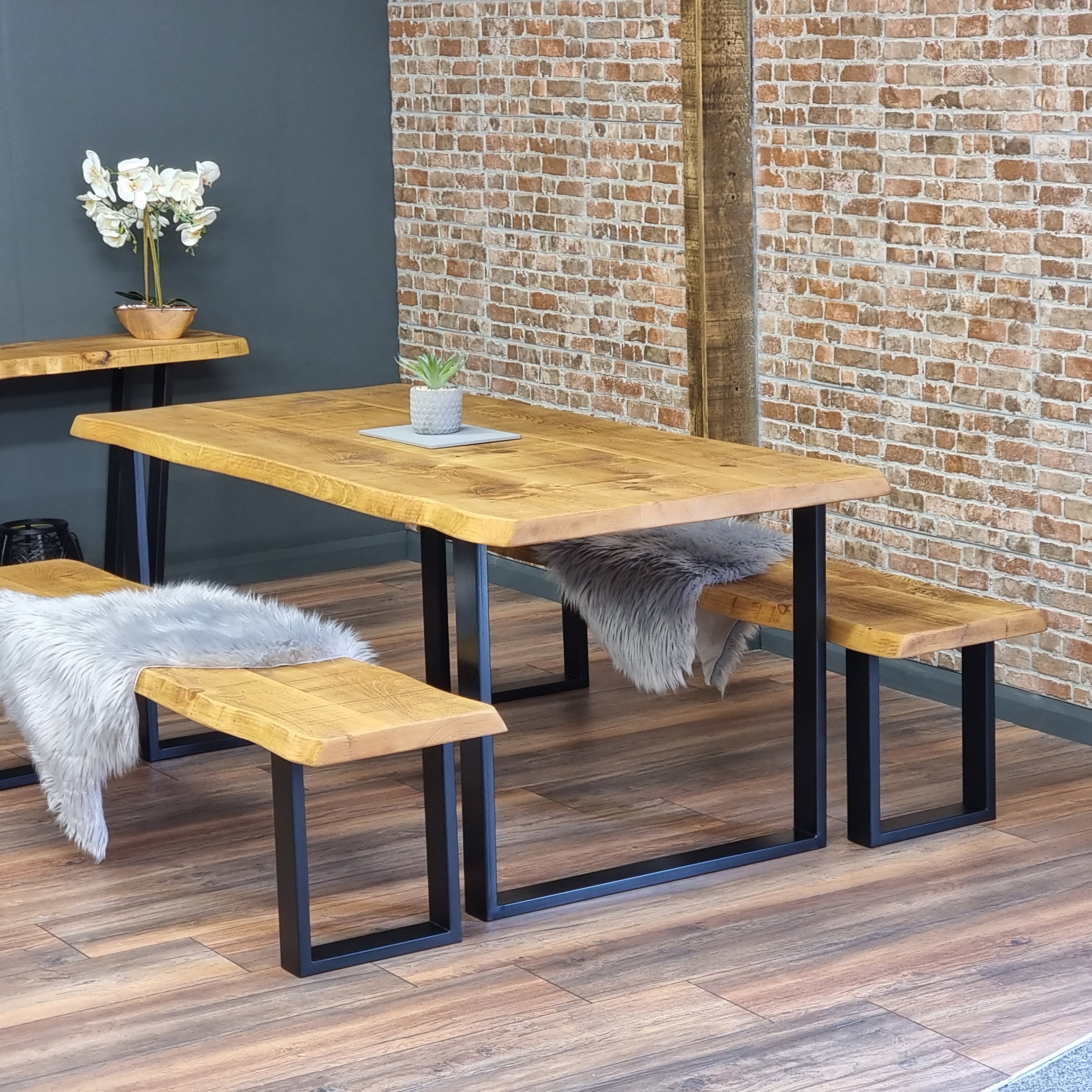 Industrial Dining Table Live Edge Dining Table SQUARE FRAME | Etsy UK