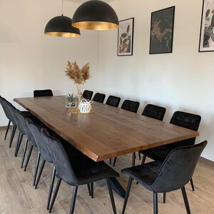 Live Edge Solid Oak Wood Dining Table With Crossover Frame Legs ...