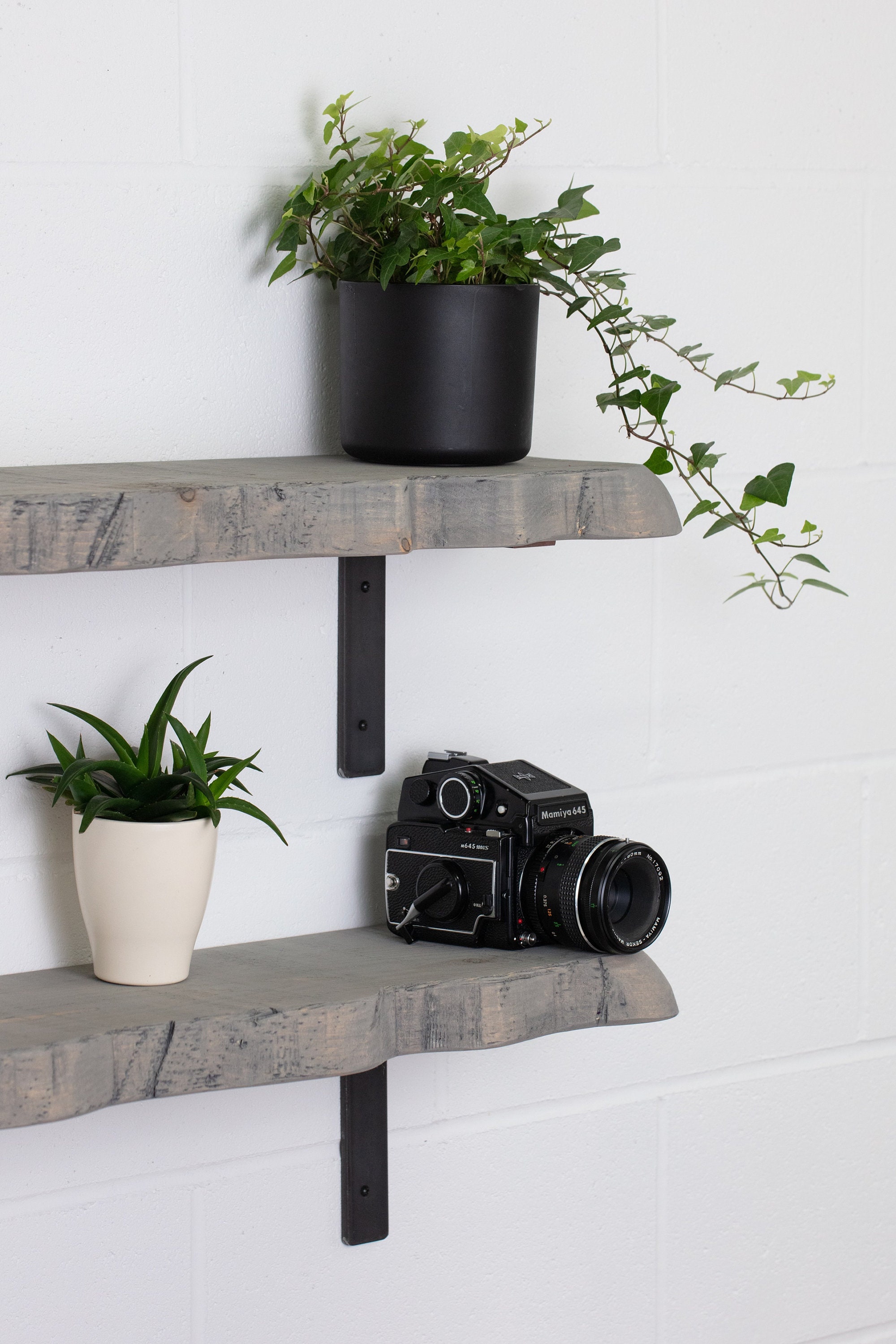Grey Live Edge Round Corners Shelves Handmade Solid Wood & Etsy
