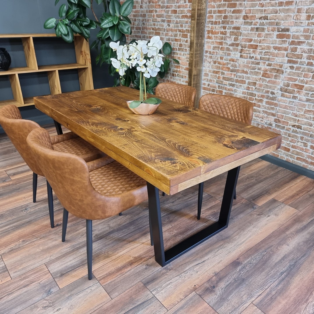 Industrial Dining Table Grantham Thick Dining Table V-FRAME - Etsy UK