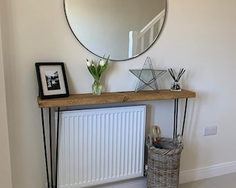 Rustic Console Table with Hairpin Legs, Rustic Hallway Table, Entryway Table UK 48 Hours Dispatch/48 Hours Delivery Radiator Table Shelf