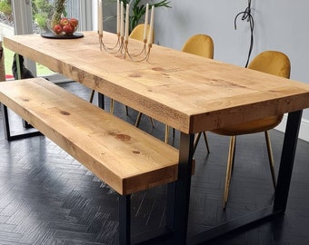 Dining Table Industrial Boston Dine Table SQUARE-FRAME LEGS Industrial Rustic Wood - Handmade Kitchen Table