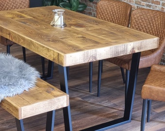 Industrial Dining Table  Boston Dining Table V-FRAME LEGS Industrial Rusti Wood - Handmade Kitchen Table