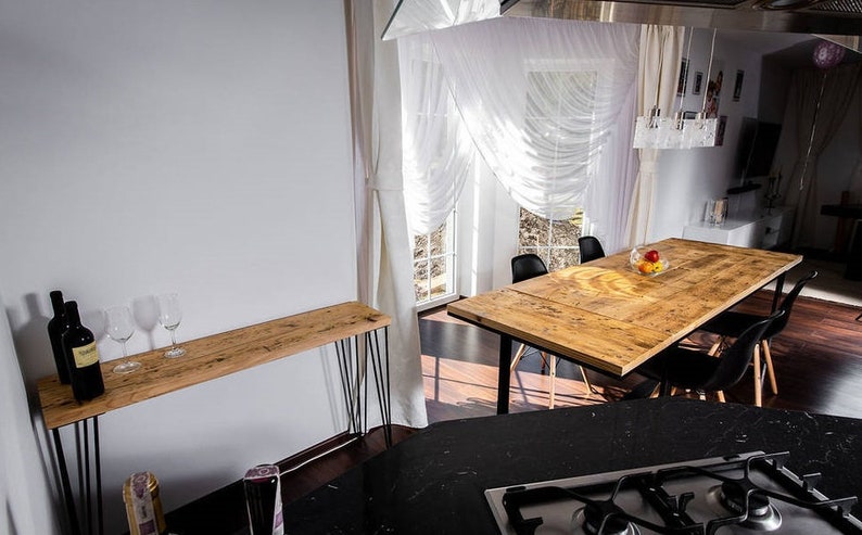 Console table with 4 hairpin legs reclaimed wooden rustic ...