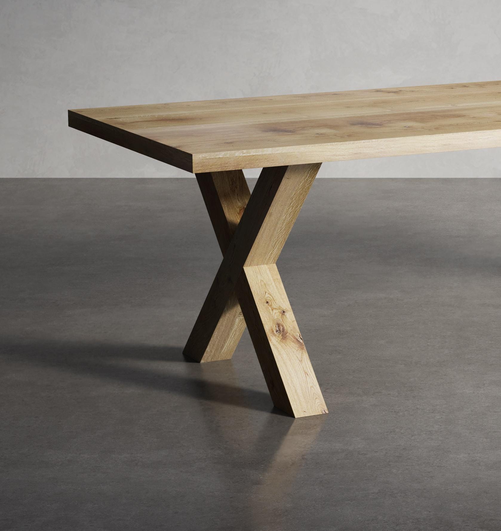 Solid Oak Dining Table With XF Frame Wooden Legs 90x90 - DURABLE ...