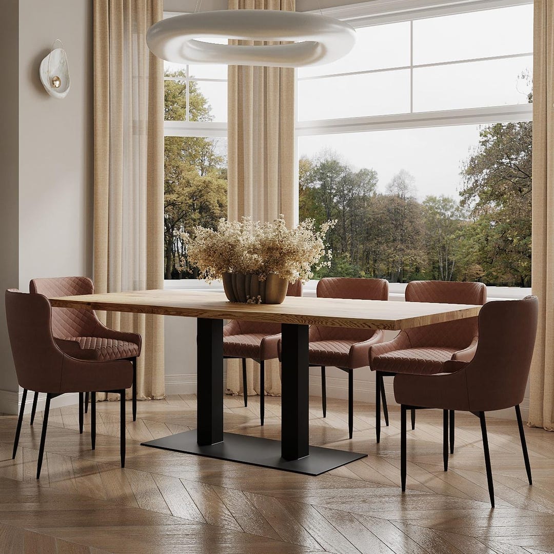 HARDWOOD Solid Oak Dining Table Steel Leg 057 - Etsy UK