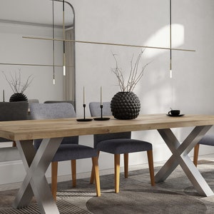 Solid Oak Dining Table With X Frame Legs 100x100 - DURABLE HARDWOOD 017 ...