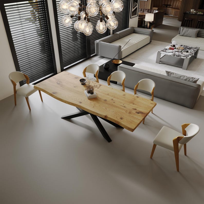 Firsby Dining Table Rustic Solid Wood Dining Table Industrial Live Edge ...
