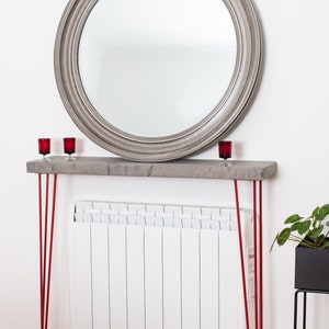 Grey Rustic Wood Console Table with Hairpin Legs, Straight Edge,Rustic Hallway Table, Entryway Table