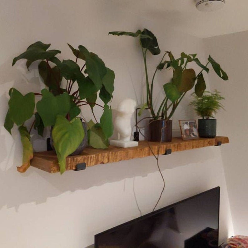 Live Edge Lipped Metal U Bracket Shelf