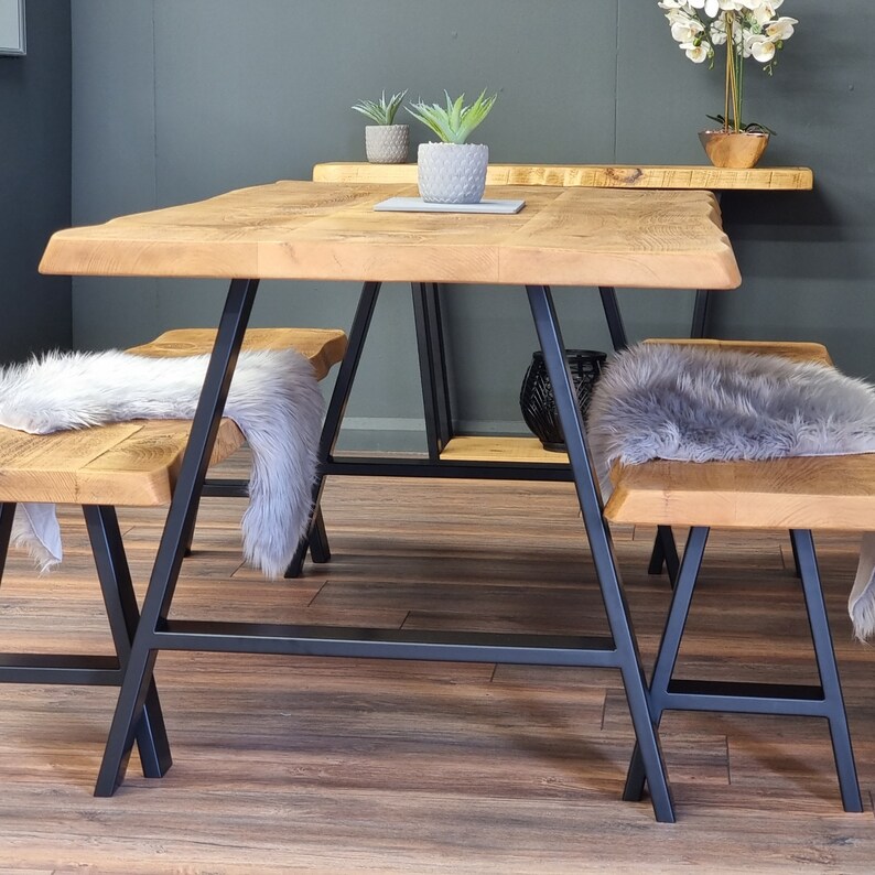 Live Edge Dining Table AFRAME INDUSTRIAL LEGS Industrial Etsy UK