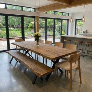 Firsby XF Live Edge Dining Table Rustic Solid Wood Industrial Steel ...