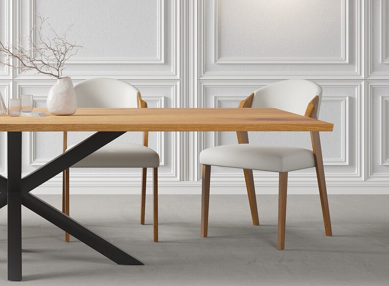 Straight Edge Solid Oak Dining Table Star Frame Legs - Industrial ...