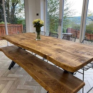 Dining Table Industrial  Live Edge Dining Table XS FRAME Steel Legs Industrial Rustic Wood