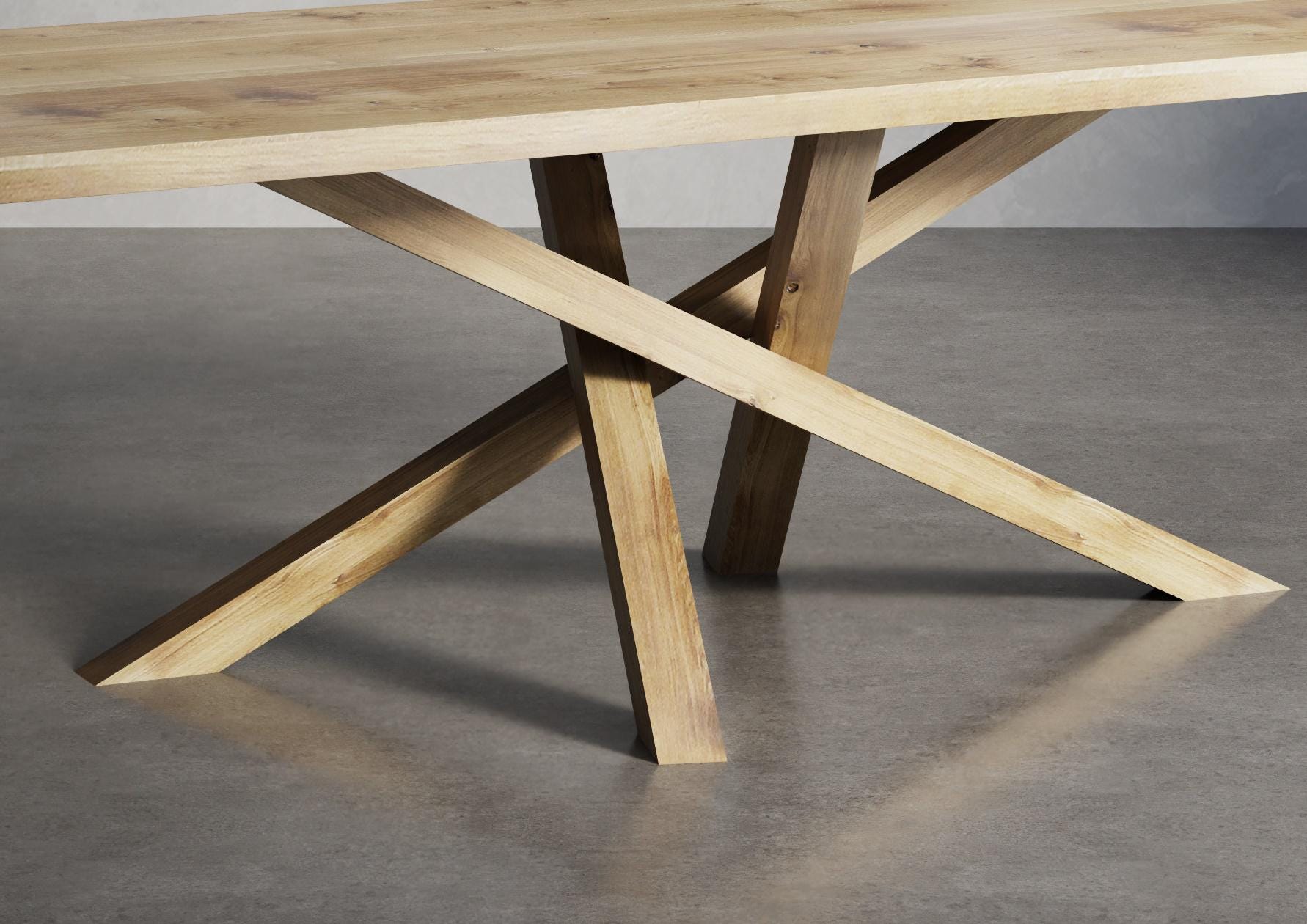 Solid Oak Dining Table With Crossover Wooden Legs 90x90 - DURABLE ...