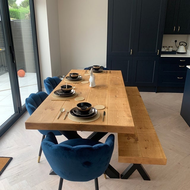 Custom listing 1x 180cmx95cm Rustic 3" Industrial Dining Table , 1 x 180cmx40cm 3'' bench, 1 x 40x30x19cm 3'' coffee table.