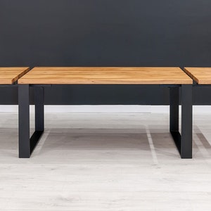 Solid Oak Extendable Kitchen Dining Table With SQUARE LEGS - Industrial ...