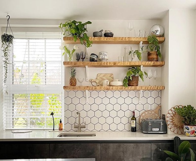 Live Edge Floating Shelves Handmade Solid Wood Rustic Shelves Etsy UK