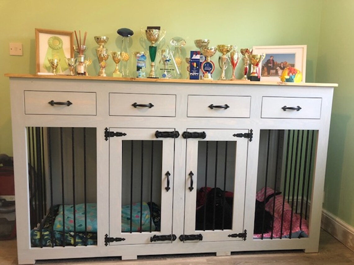Double With Drawers Dog Kennels Indoor Dog Kennels Rustic Etsy
