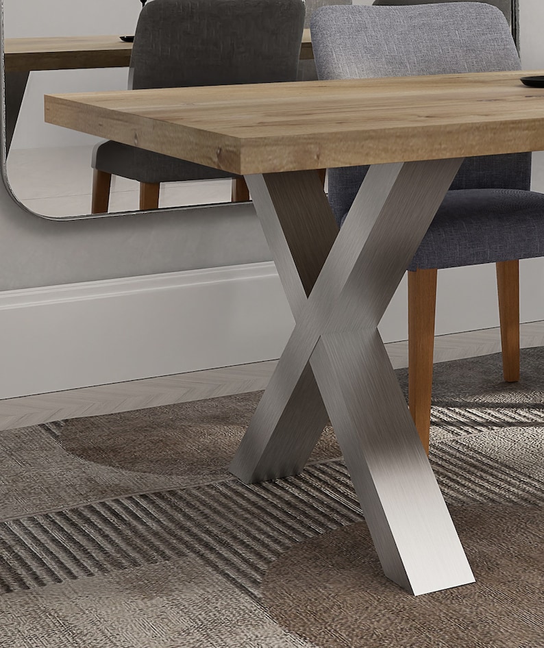 Solid Oak Dining Table With X Frame Legs 100x100 - DURABLE HARDWOOD 017 ...