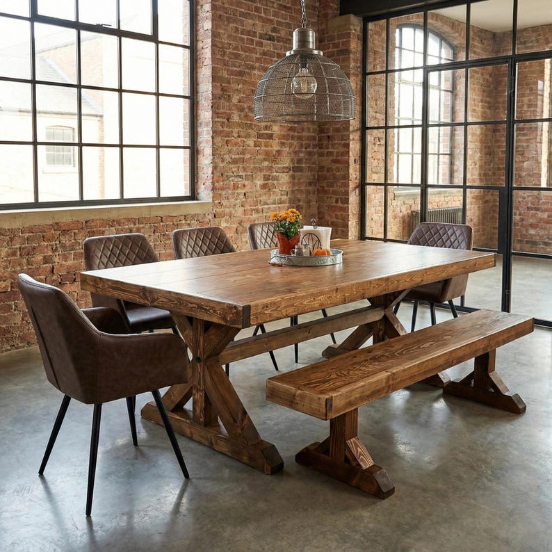 Rustic Farmhouse Clifford Dining Table Reclaimed Wood - Handmade ...
