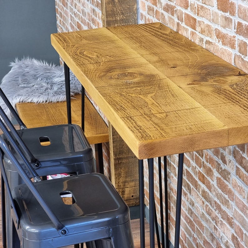 Rustic Breakfast Bar Worktop Kitchen Table Stool Etsy