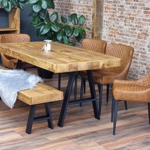 Dining Table Industrial Boston Dining Table A -FRAME LEGS Industrial Rustic Wood - Handmade Kitchen Table