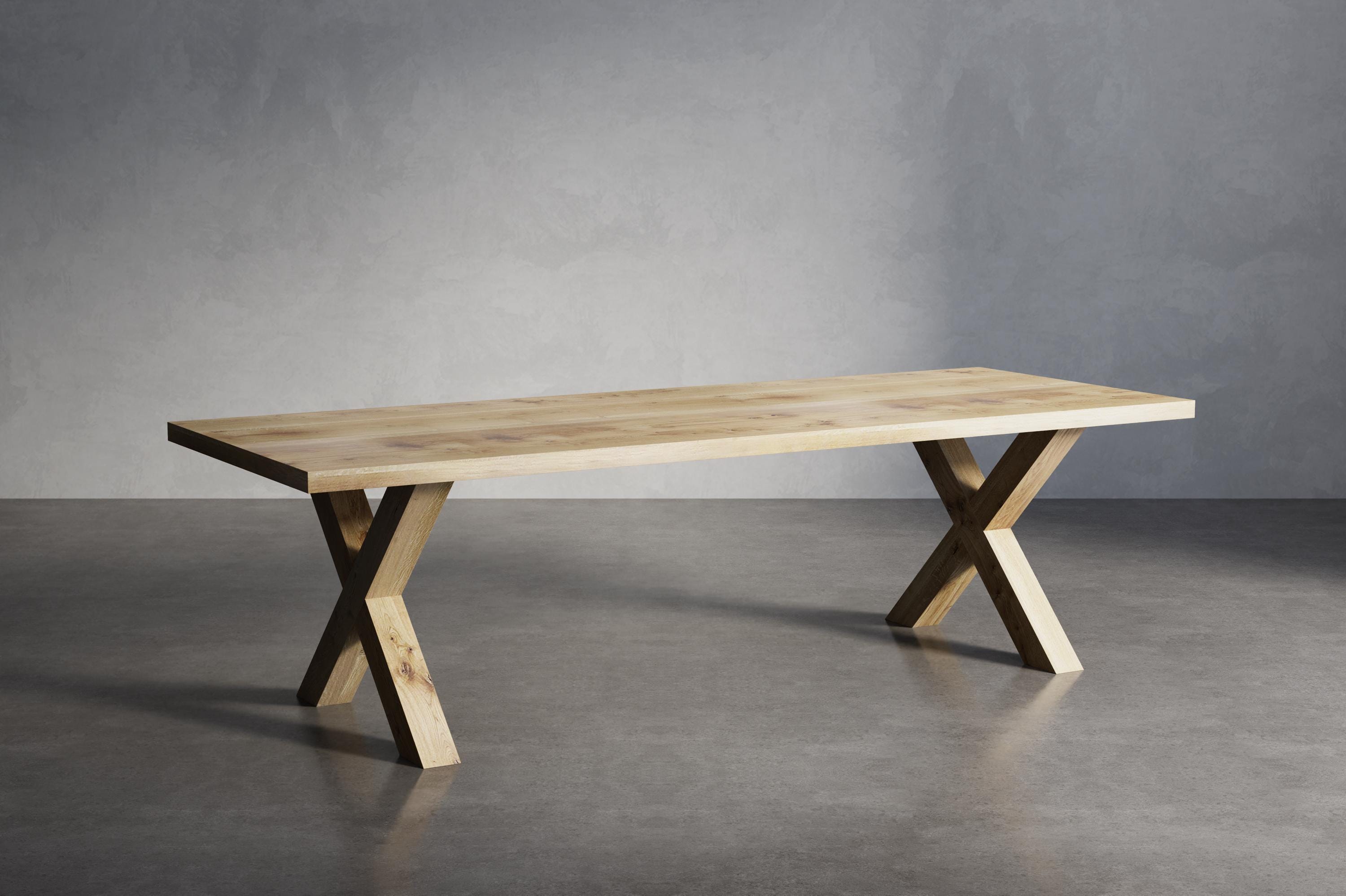 Solid Oak Dining Table With XF Frame Wooden Legs 90x90 - DURABLE ...