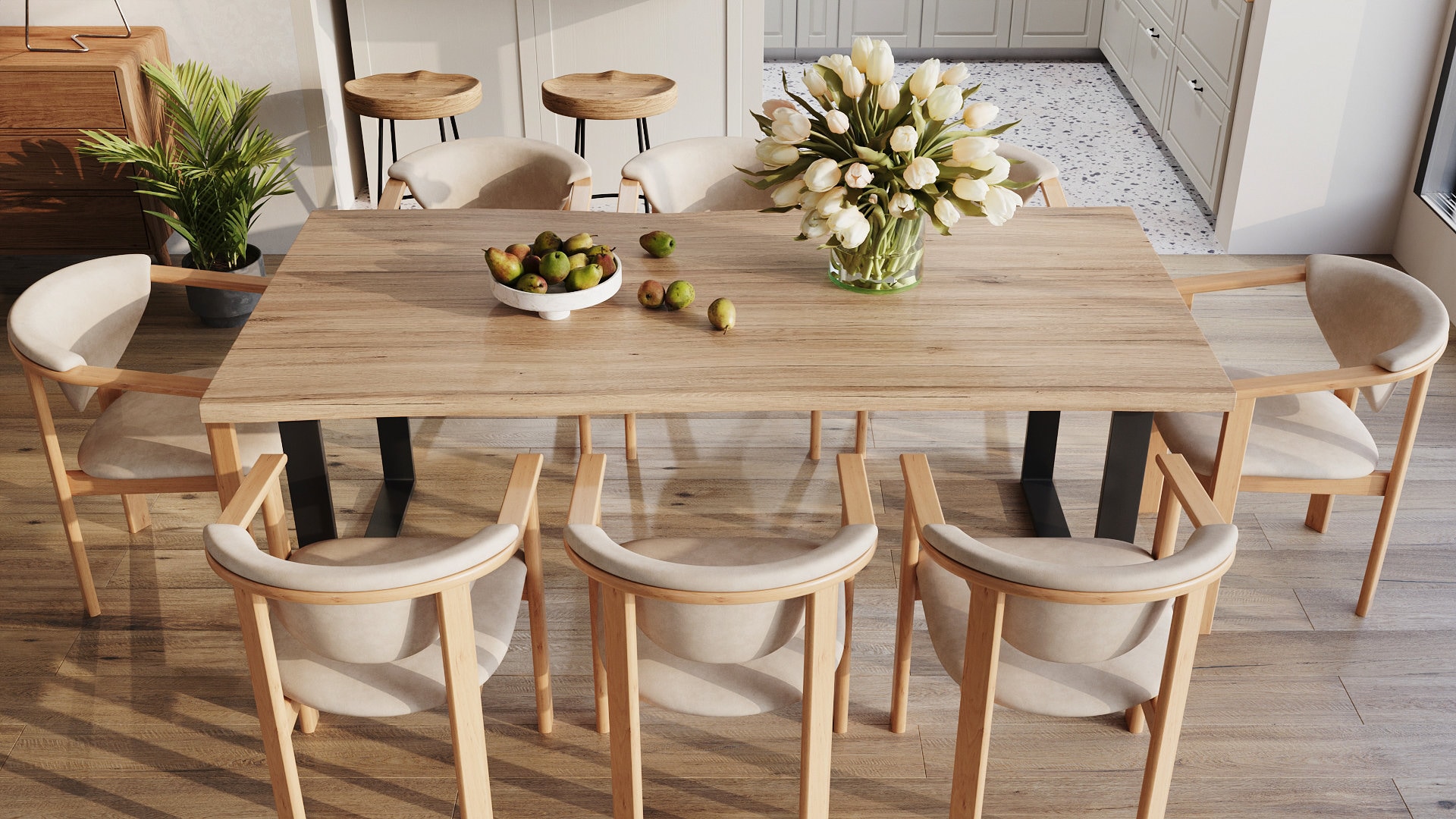 Live Edge Solid Oak Dining Table With Steel Frame Square Legs ...