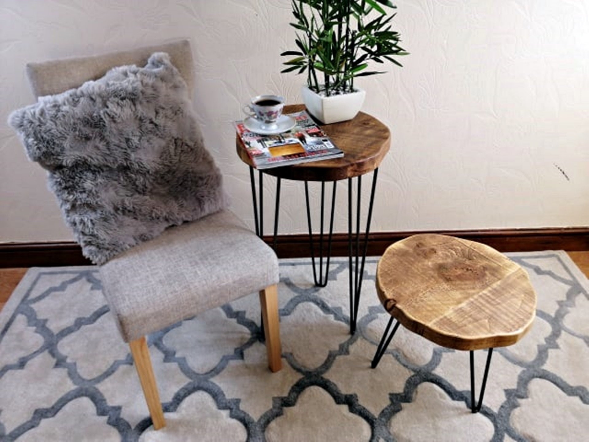 Rustic Round Side Table Coffee Table Christmas Tree Stand Etsy