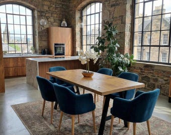 Barton AF Rustic Wood Dining Table - Industrial AF Steel Legs - Handmade Natural Cozy and Modern - Cotswold