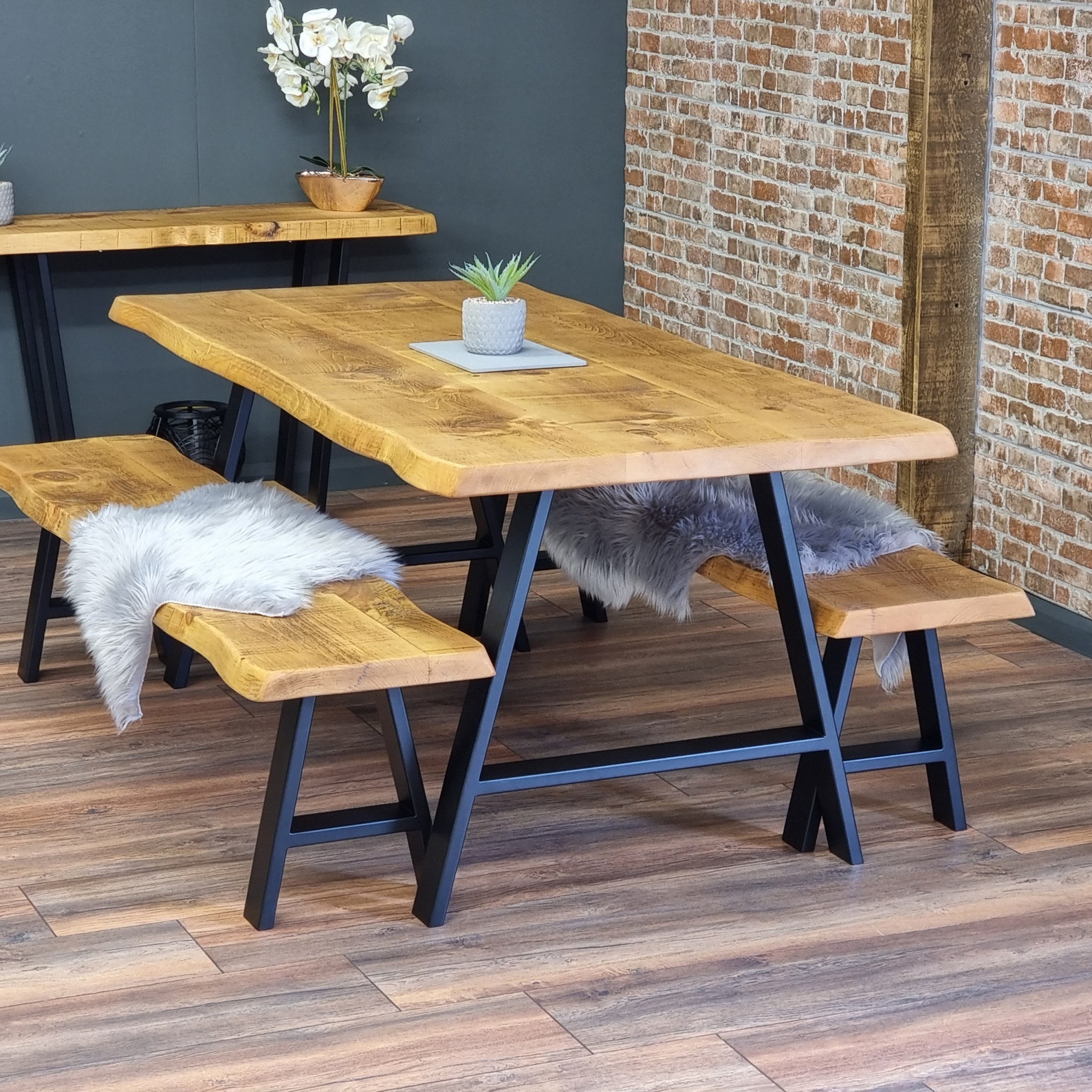 Live Edge Dining Table AFRAME INDUSTRIAL LEGS Industrial Etsy UK