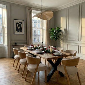 Firsby XF Chunky Steel Dining Table Natural Live Edge Rustic Steel X Frame Legs Handmade Characteristic of the Countryside. image 1