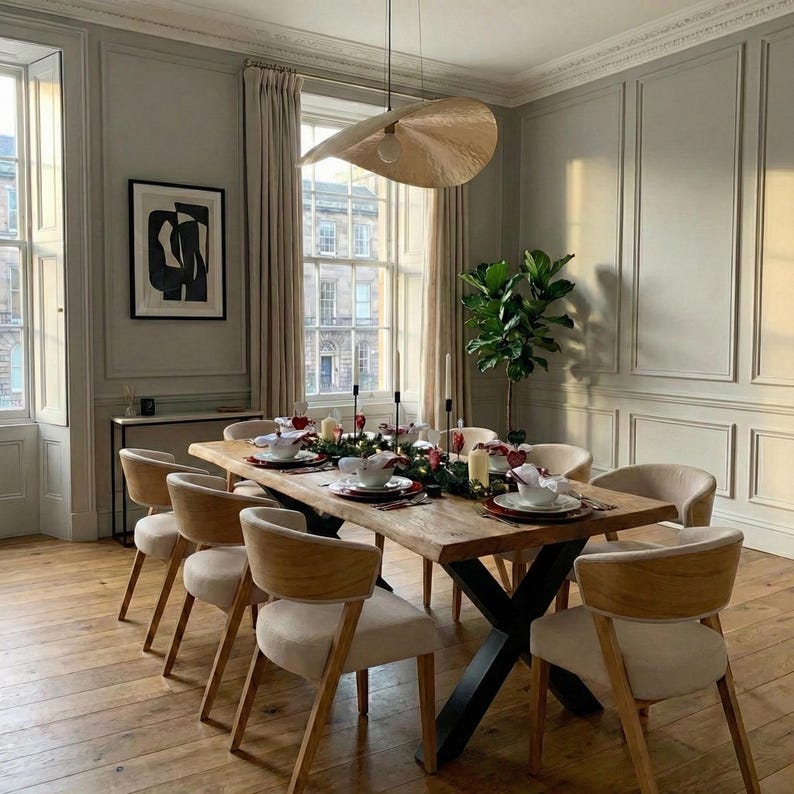 Firsby XF Chunky Steel Dining Table Natural Live Edge Rustic Steel X Frame Legs Handmade Characteristic of the Countryside. image 1