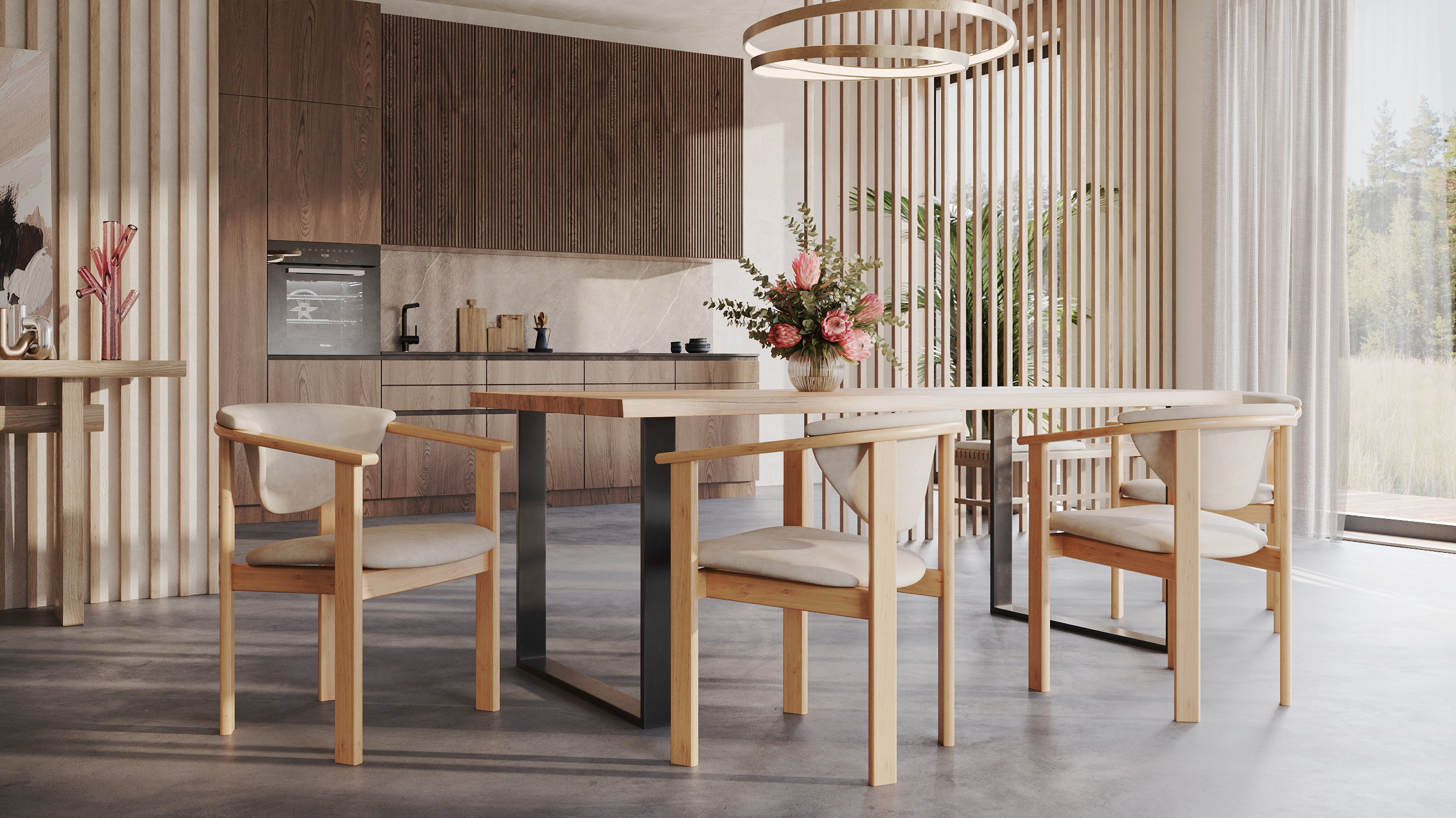 Live Edge Solid Oak Dining Table With Steel Frame Square Legs ...