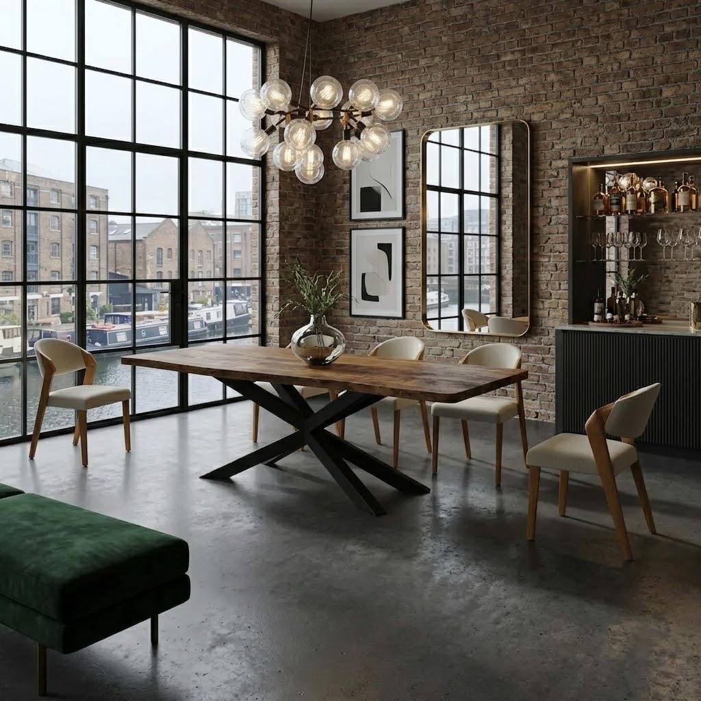 Firsby Dining Table Rustic Solid Wood Dining Table Industrial Live Edge ...