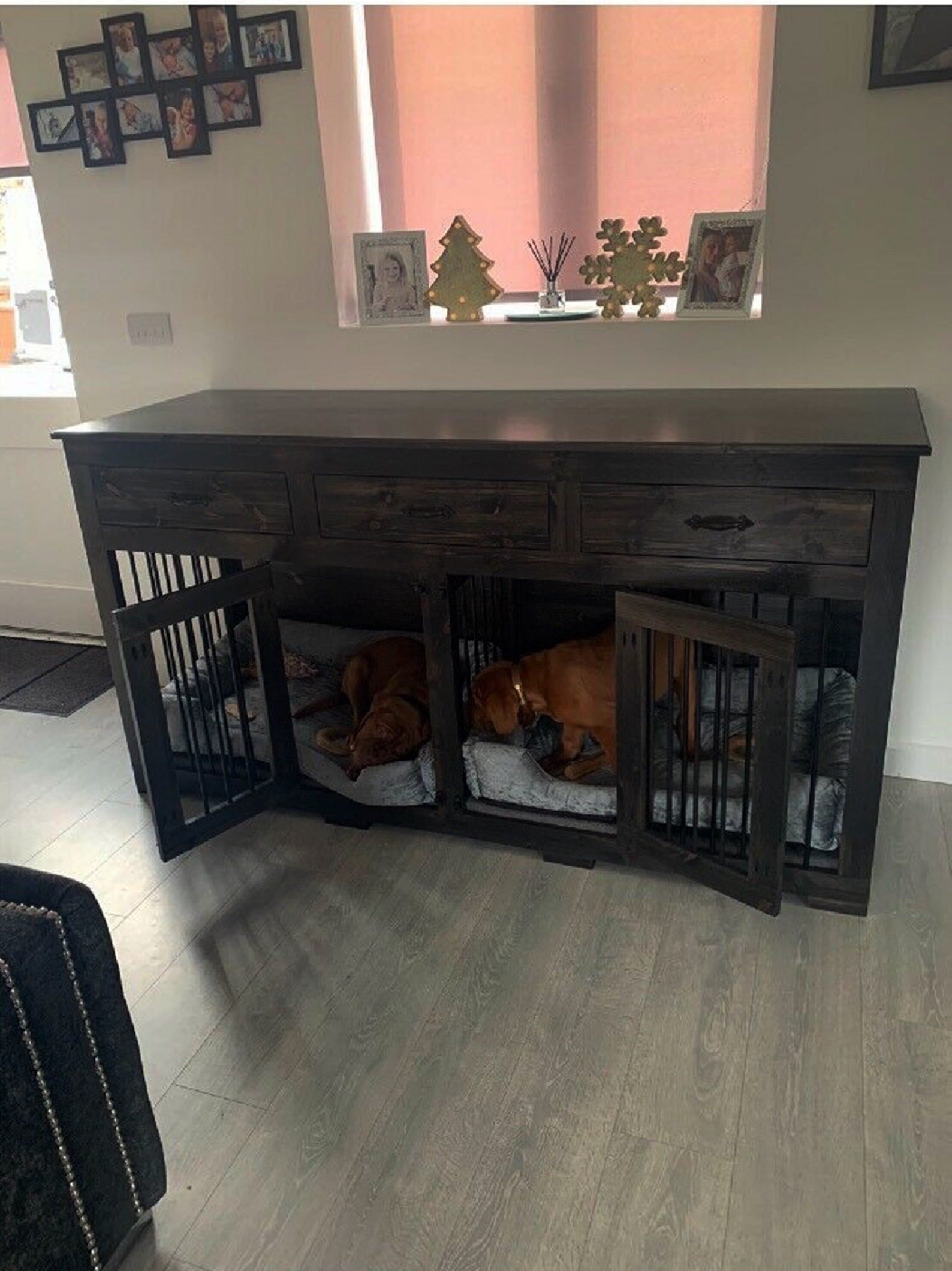 Double With Drawers Dog Kennels Indoor Dog Kennels Rustic Etsy