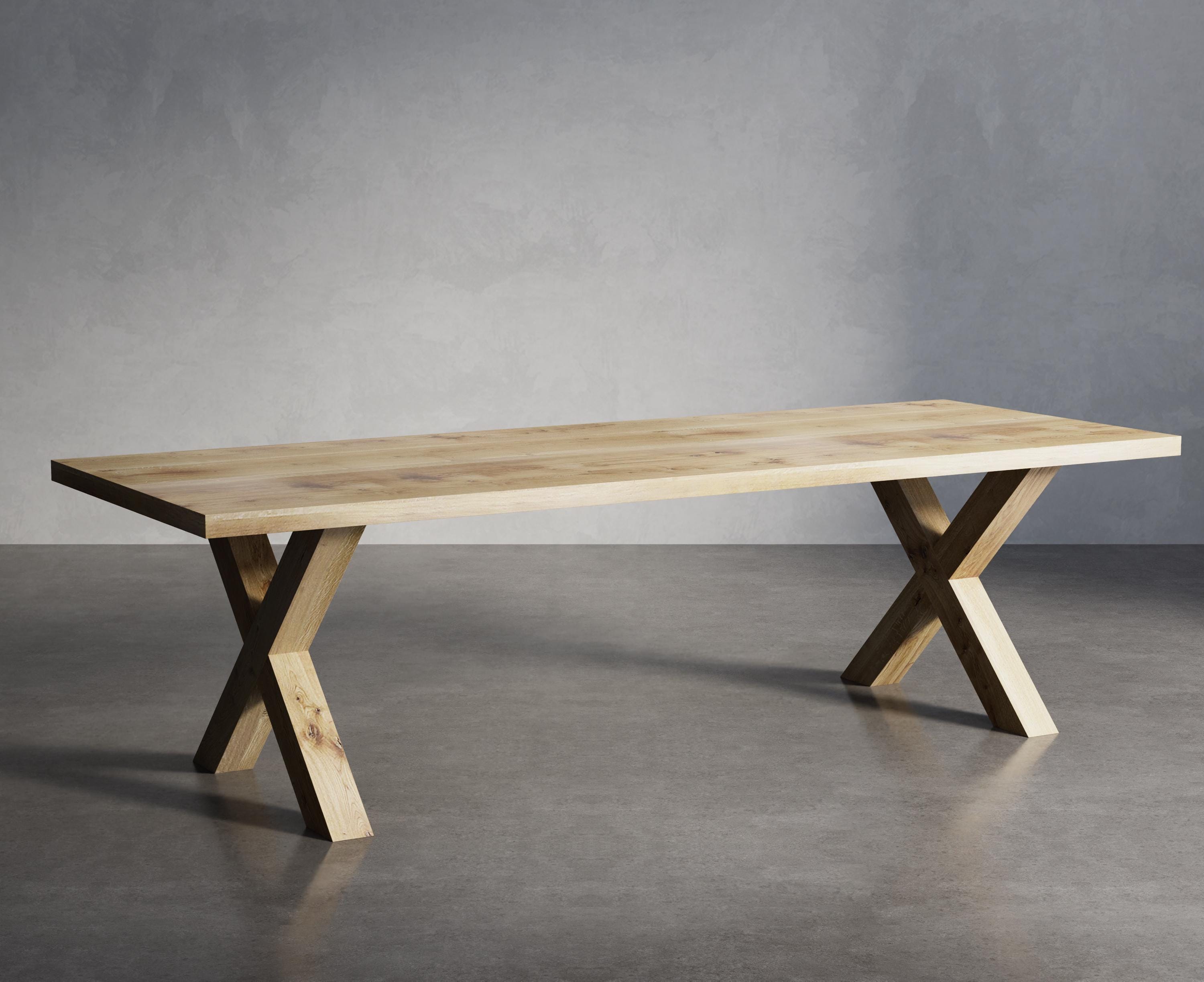 Solid Oak Dining Table With XF Frame Wooden Legs 90x90 - DURABLE ...