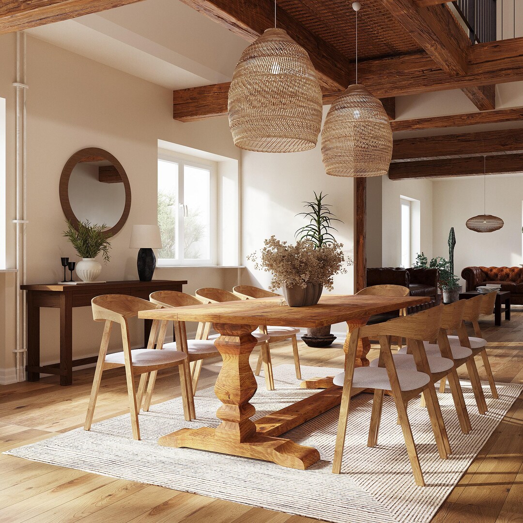 Rustic Dining Table Victoria Chunky Wooden Base - Etsy UK