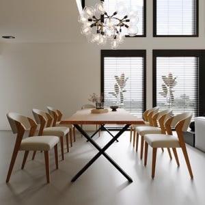 Firsby XF Live Edge Dining Table Rustic Solid Wood Industrial Steel ...